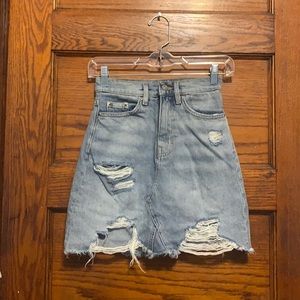 Distressed Denim Skirt